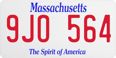 MA license plate 9JO564