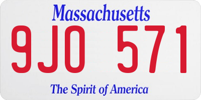 MA license plate 9JO571
