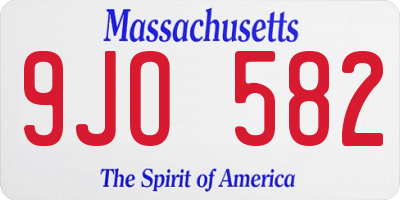 MA license plate 9JO582