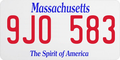 MA license plate 9JO583