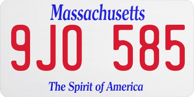 MA license plate 9JO585