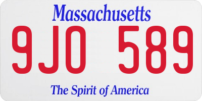 MA license plate 9JO589