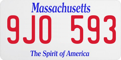 MA license plate 9JO593