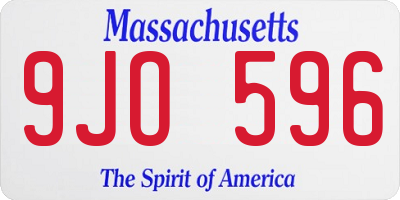MA license plate 9JO596