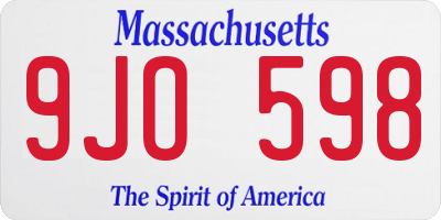 MA license plate 9JO598