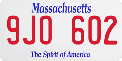MA license plate 9JO602