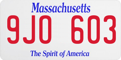 MA license plate 9JO603