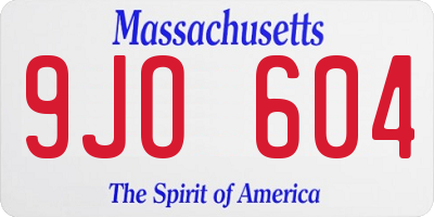 MA license plate 9JO604