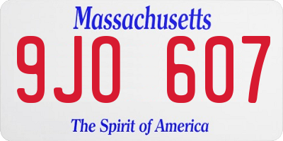 MA license plate 9JO607