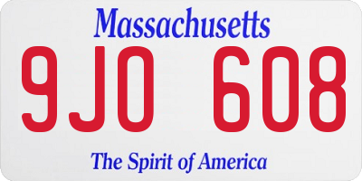 MA license plate 9JO608
