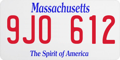 MA license plate 9JO612