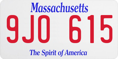 MA license plate 9JO615