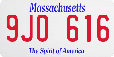 MA license plate 9JO616