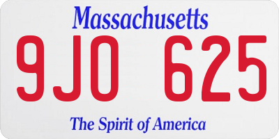 MA license plate 9JO625