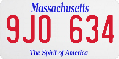 MA license plate 9JO634