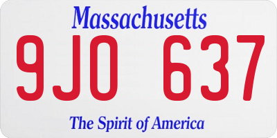 MA license plate 9JO637
