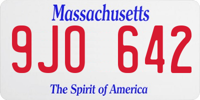 MA license plate 9JO642