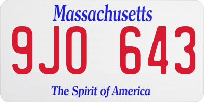 MA license plate 9JO643