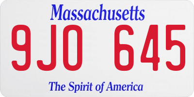 MA license plate 9JO645