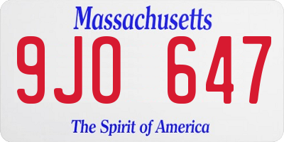 MA license plate 9JO647