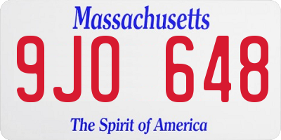 MA license plate 9JO648