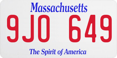 MA license plate 9JO649