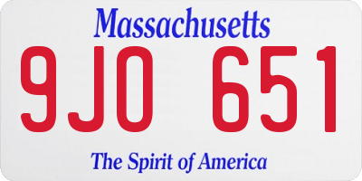 MA license plate 9JO651