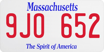 MA license plate 9JO652