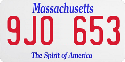 MA license plate 9JO653