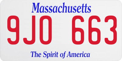MA license plate 9JO663