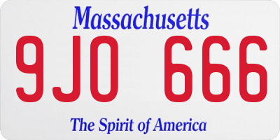 MA license plate 9JO666