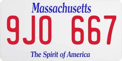 MA license plate 9JO667