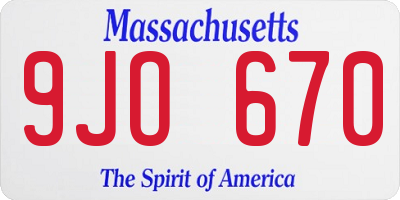 MA license plate 9JO670