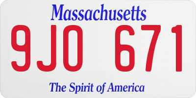 MA license plate 9JO671