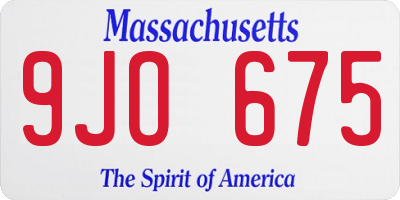 MA license plate 9JO675