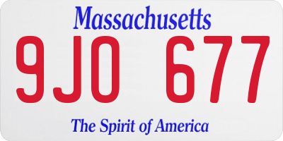 MA license plate 9JO677