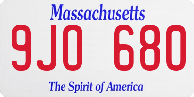 MA license plate 9JO680