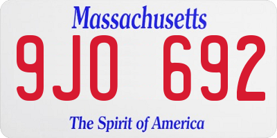 MA license plate 9JO692