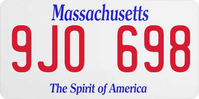 MA license plate 9JO698