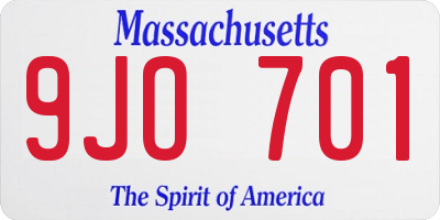 MA license plate 9JO701