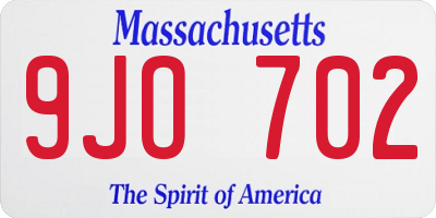 MA license plate 9JO702