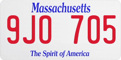 MA license plate 9JO705