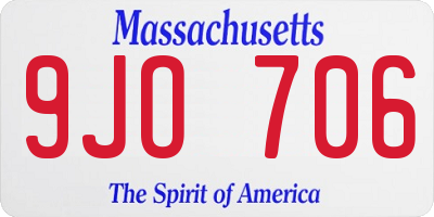 MA license plate 9JO706