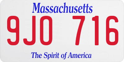MA license plate 9JO716