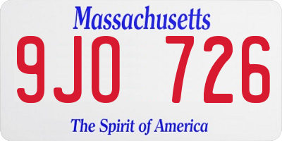 MA license plate 9JO726