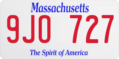 MA license plate 9JO727