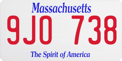 MA license plate 9JO738