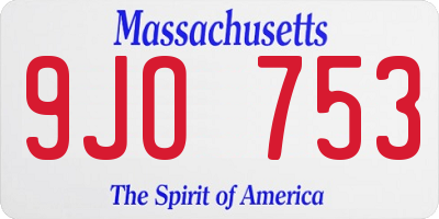 MA license plate 9JO753