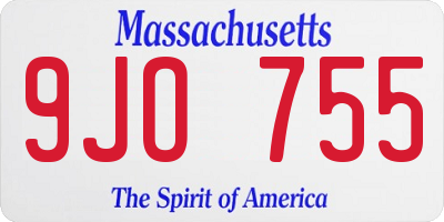 MA license plate 9JO755