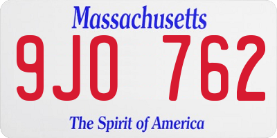 MA license plate 9JO762